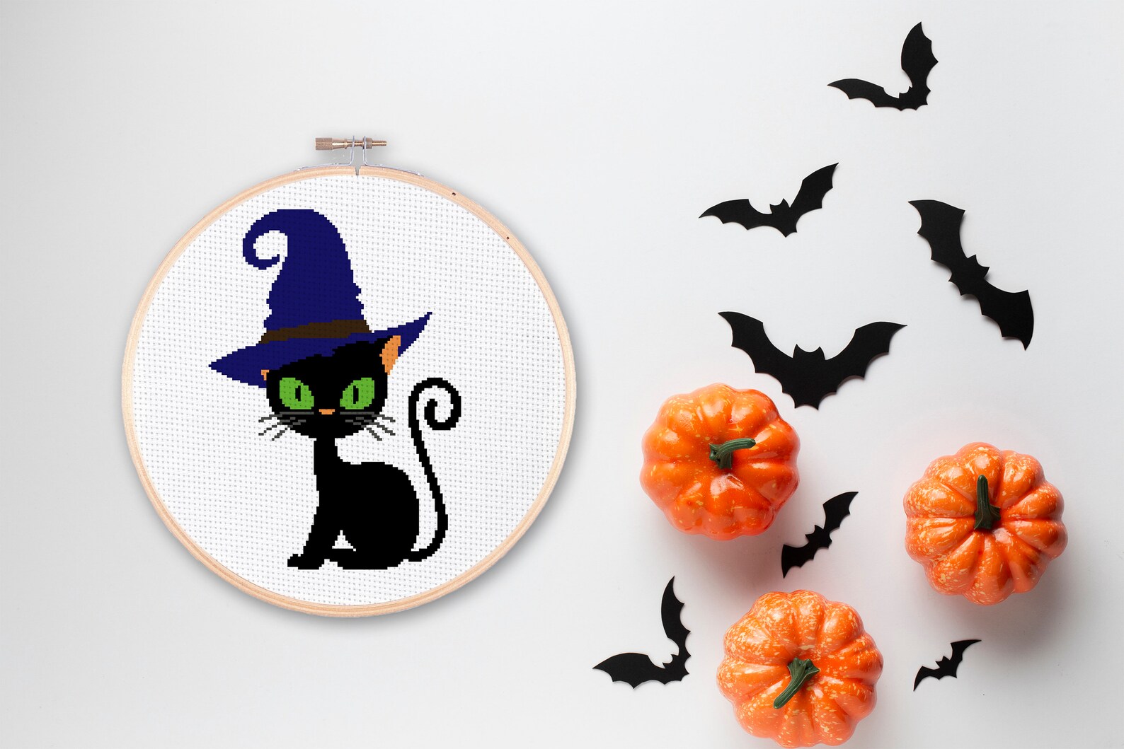 Black Cat Cross Stitch Pattern Pdf Halloween Cat Cross Stitch - Etsy
