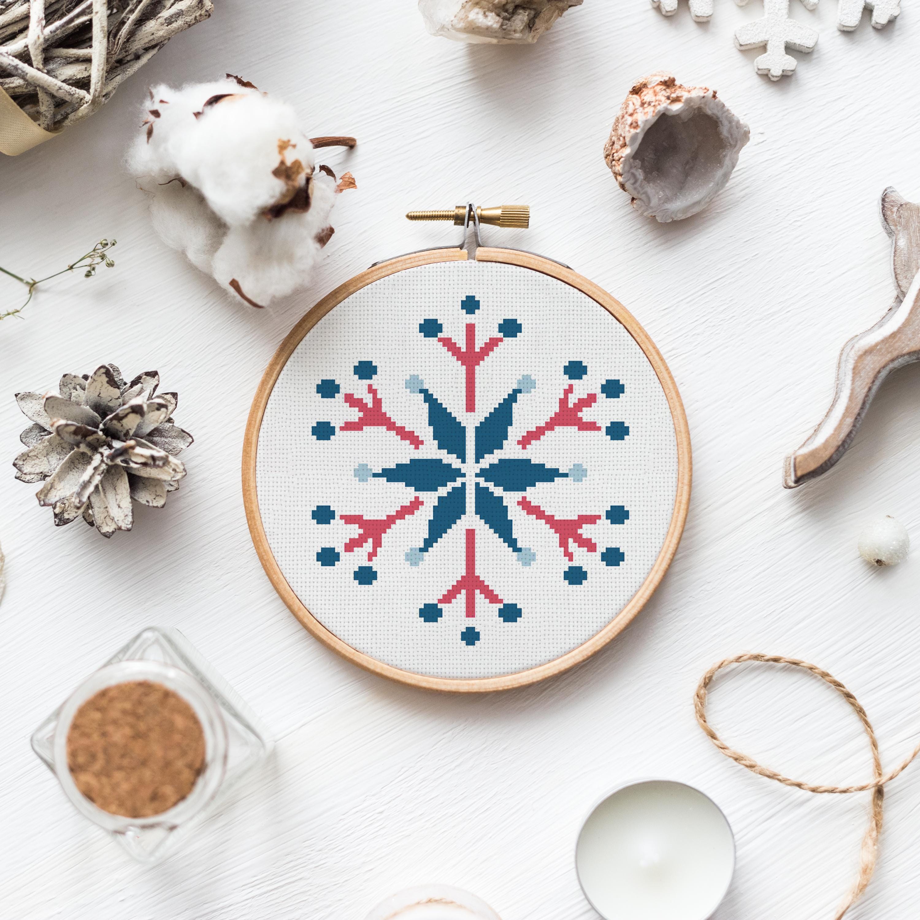Snowflake Cross Stitch PDF Pattern: Modern Winter Embroidery - Etsy