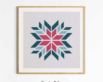Geometric Snowflake Cross Stitch Pattern, Instant Download PDF Winter Hand Embroidery