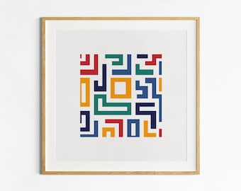 Colorful Geometric Cross Stitch Pattern: Abstract Embroidery (PDF Pattern)