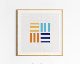 Mosaic Geometric Cross Stitch Pattern: Colorful Lines (PDF Pattern)