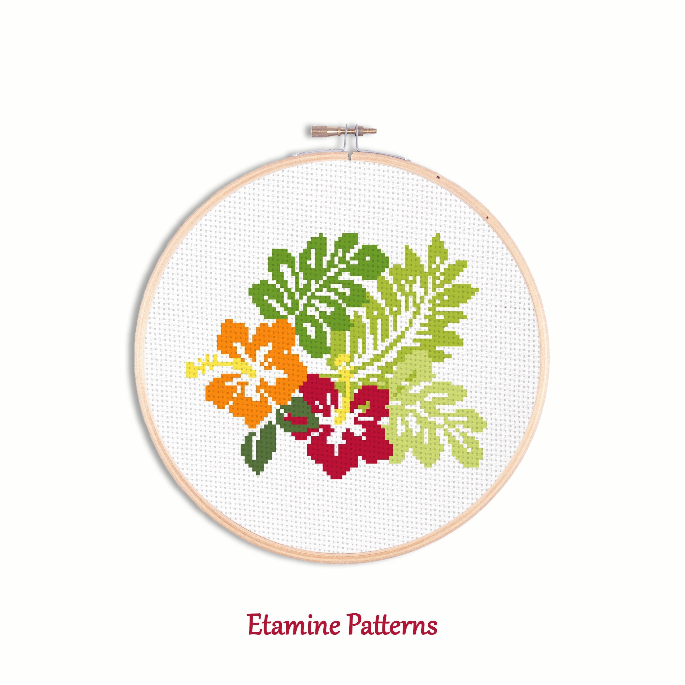 Tropical Hibiscus Flowers Cross Stitch Pattern (PDF) - Etsy