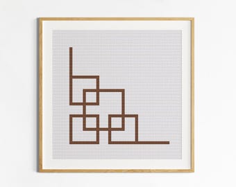 Geometric Corner Stitch PDF Pattern, Minimal Line Art Motif