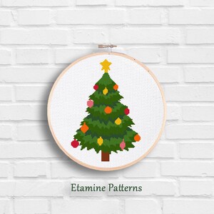 Christmas Tree Cross Stitch Pattern, Noel Pine Tree Chart (PDF)
