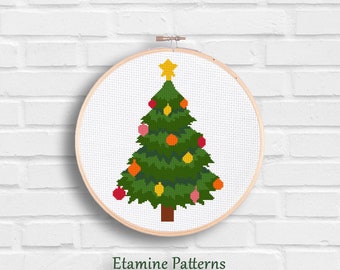 Christmas Tree Cross Stitch Pattern Pdf, Noel Tree Cross Stitch Pattern Chart, Pine Tree Cross Stitch Pattern For Christmas, For New Year