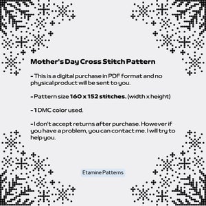 Mother's Day Cross Stitch Pattern, Happy Mother's Day Cross Stitch Pattern, Pdf Pattern, Digital Pattern image 5