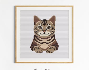 Striped Tabby Cat Cross Stitch PDF Pattern