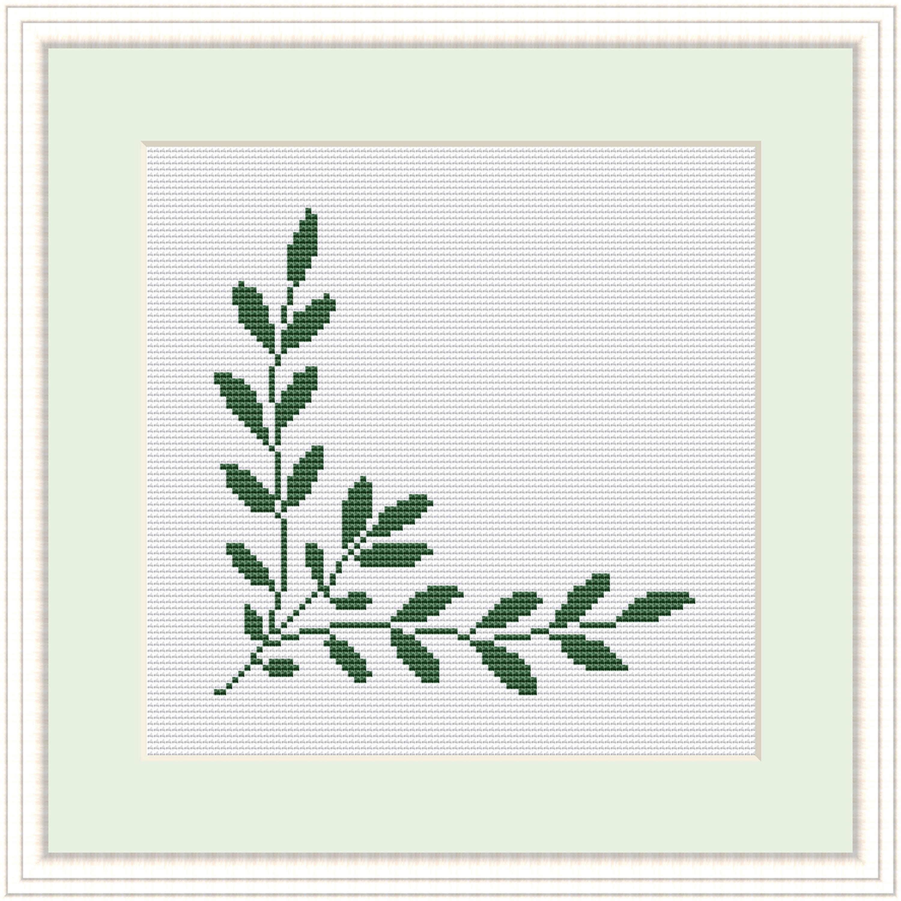 Green Leaf Corner Cross Stitch PDF Pattern, Minimal Botanical ...
