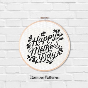 Mother's Day Cross Stitch Pattern, Happy Mother's Day Cross Stitch Pattern, Pdf Pattern, Digital Pattern image 1