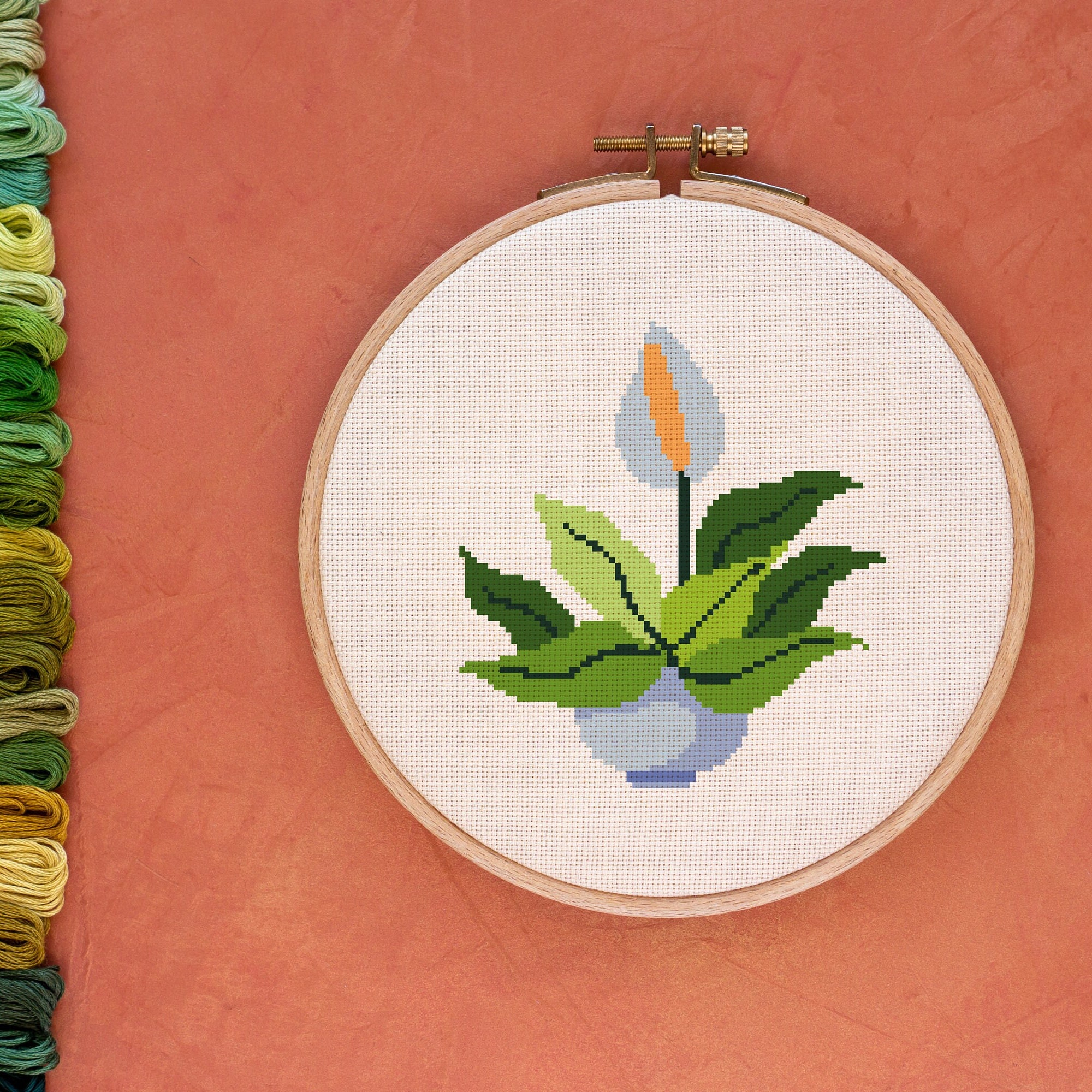 Peace Lily Cross Stitch Pattern: House Plant Embroidery (PDF) - Etsy