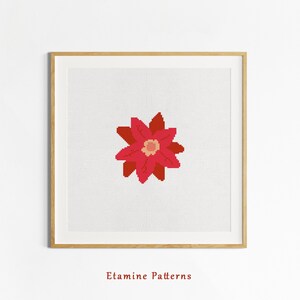 Mini Poinsettia Cross Stitch Pattern: Christmas Ornament Embroidery (PDF)