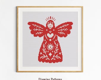 Christmas Angel Cross Stitch Pattern, Scandinavian Folk Art PDF