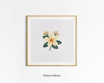 Simple Flower Cross Stitch Pdf Pattern, Modern Floral Cross Stitch Patterns, Spring Cross Stitch Patterns, Flower Counted Cross Stitch