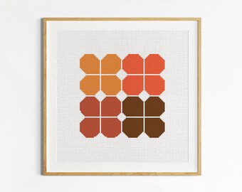 Geometric Cross Stitch Pattern: Earth Tones Mini Design (PDF Pattern)