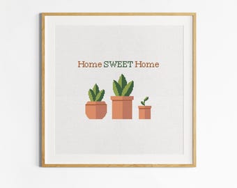 Home Sweet Home Plant Cross Stitch Pdf Pattern