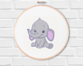 Baby Elephant Cross Stitch Pattern, Nursery Decor (PDF)