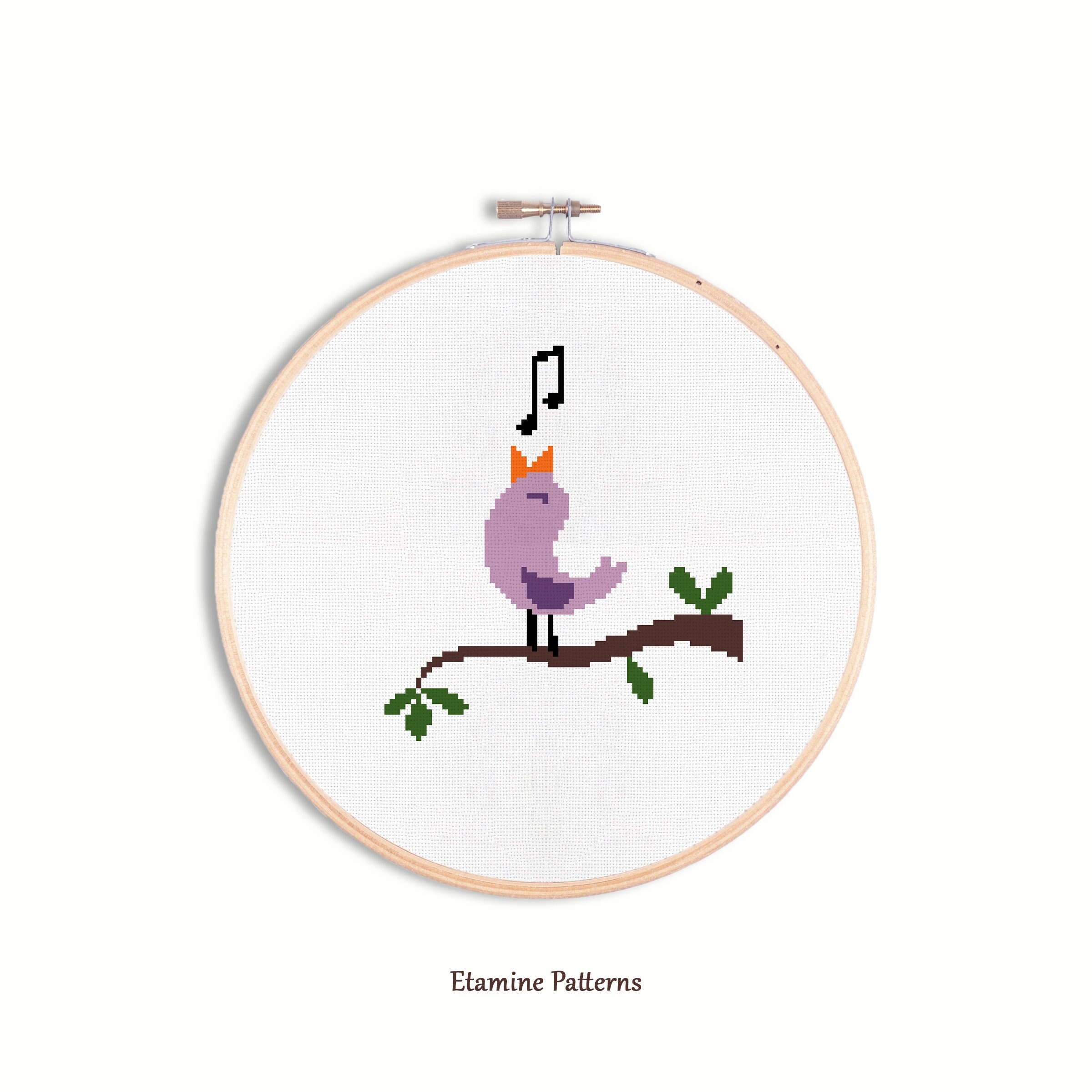 Singing Bird Cross Stitch Pattern Pdf, Spring Cross Stitch Patterns, Modern Counted Cross Stitch, Hoop Embroidery Patterns, Cross Stitch DIY