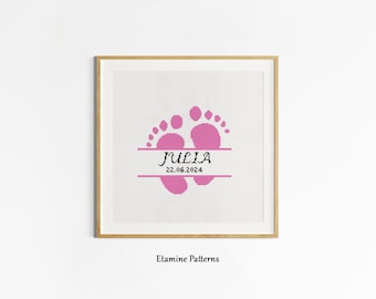 Personalized Baby Birth Announcement Cross Stitch Pdf Pattern, Custom Cross Stitch Patterns, Hand Made Gift Cross Stitch, Baby Cross Stitch