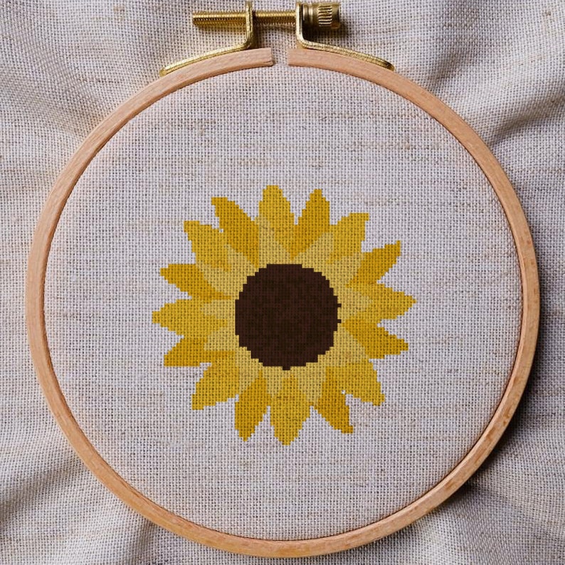 Sunflower Cross Stitch Pdf Pattern, Yellow Flower Cross Stitch Pattern, Garden Plant Cross Stitch Patterns, Mini Cross Stitch Charts