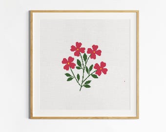 Floral Cross Stitch PDF Pattern, Spring Flower Digital Chart