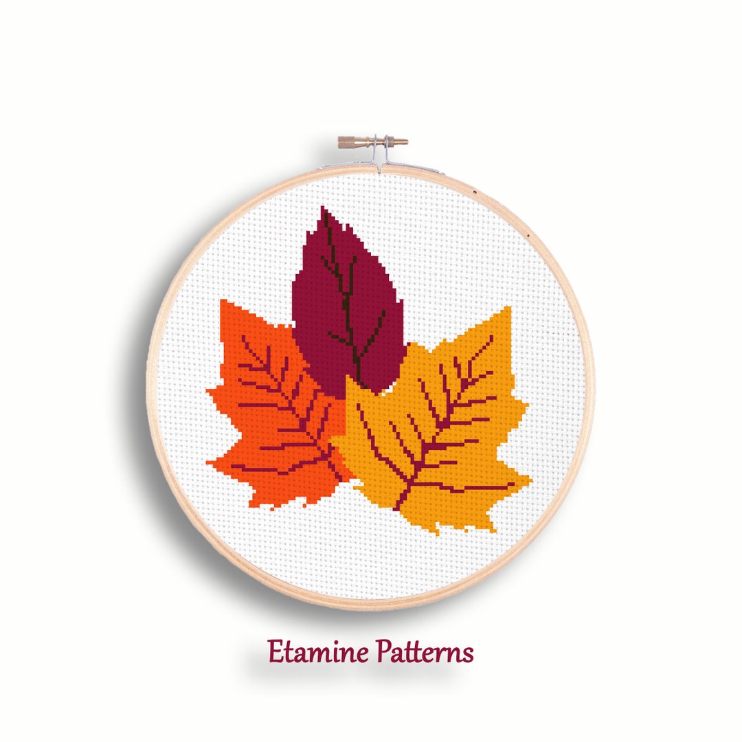 Autumn Leaf Cross Stitch Pattern Pdf, Autumn Decor Cross Stitch Pattern