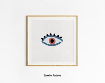 Boho Style Eye Cross Stitch Pdf Pattern, Abstract Embroidery Patterns, Mini Cross Stitch Patterns, Trendy Cross Stitch, Small Cross Stitch