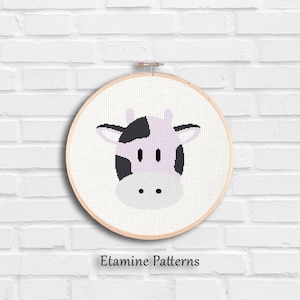 Cow Cross Stitch Pattern, Nursery Cross Stitch Pattern, Animal Cross Stitch Pattern, Nursery Wall Decor, Pdf Pattern