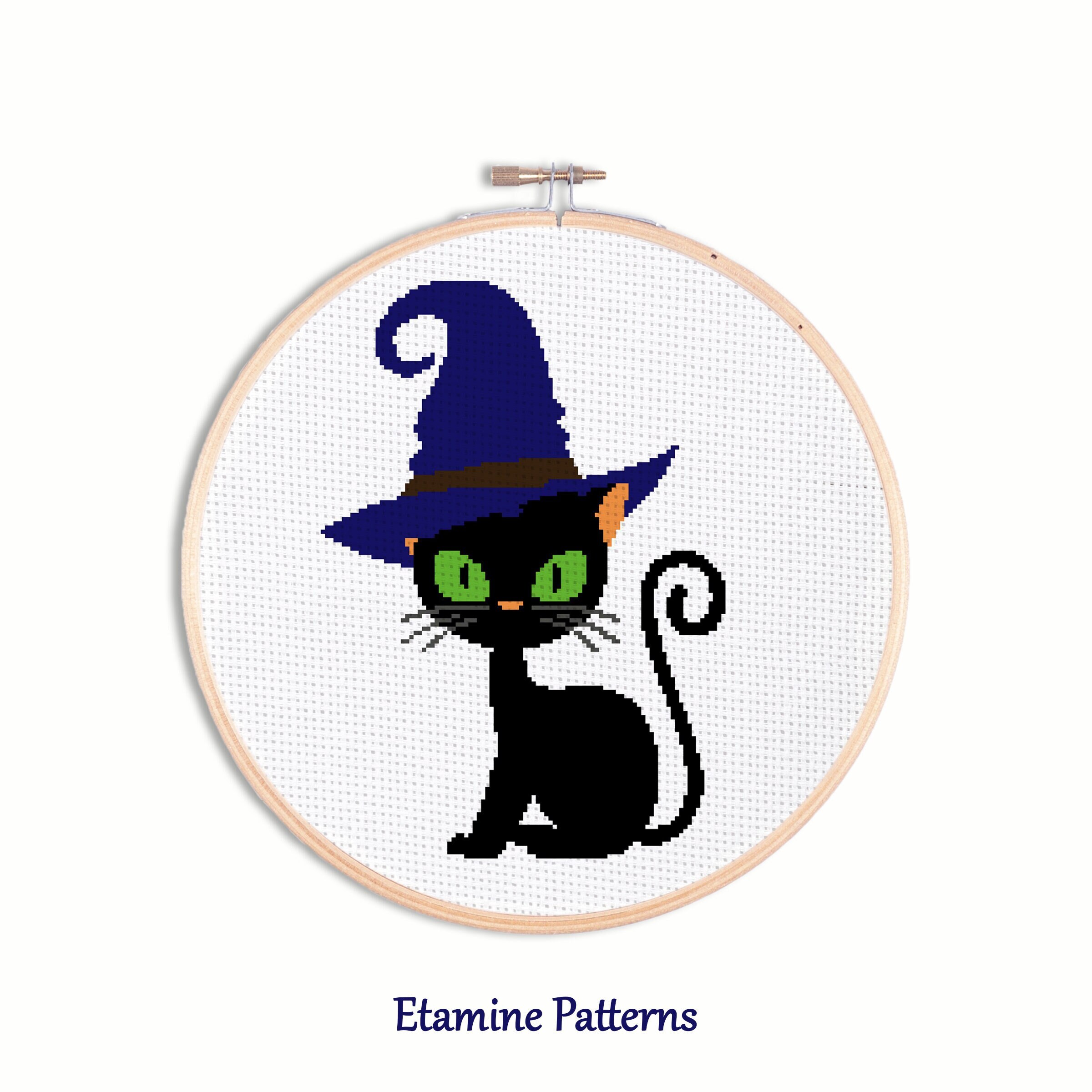 Black Cat Cross Stitch Pattern Pdf Halloween Cat Cross Stitch - Etsy