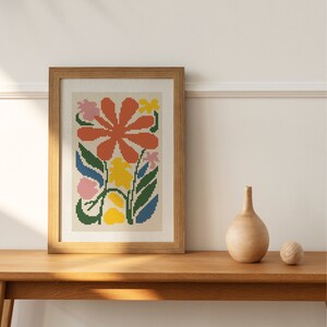 Modern Floral Art Cross Stitch Pdf Pattern, Hand Made Gift Cross Stitch, Contemporary Art Xstitch Patterns, Nature Cross Stitch Patterns