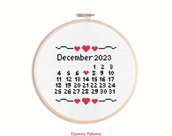 Custom Wedding Calendar Cross Stitch Pdf Pattern, Modern Counted Cross Stitch Patterns, Cross Stitch Pattern For Anniversary and Birthday