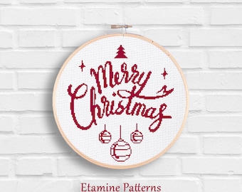Merry Christmas Lettering Cross Stitch Pattern (PDF)