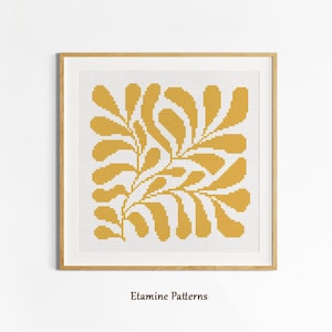 Cross Stitch Pattern Abstract Grovy Plant Matisse Inspired, Instant Download PDF Easy Modern Botanical Hand Embroidery, Boho Wall Decor Art
