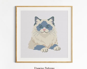 Ragdoll Cat Portrait Cross Stitch PDF Pattern