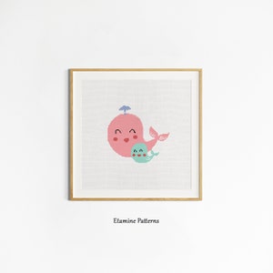 Mom Whale Cross Stitch Pdf Pattern, Baby Cross Stitch Patterns, Hand Made Gift Cross Stitch, Fish Cross Stitch Patterns, Newborn Embroidery