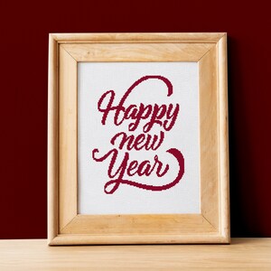 Happy New Year Cross Stitch Pattern Pdf Christmas Text Cross - Etsy