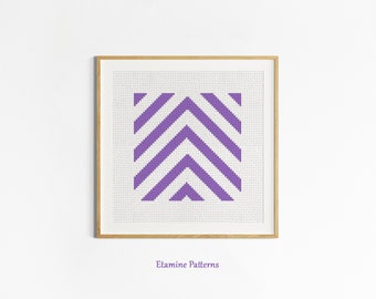 Purple Geometric Cross Stitch Pattern: Mini Embroidery (PDF Pattern)