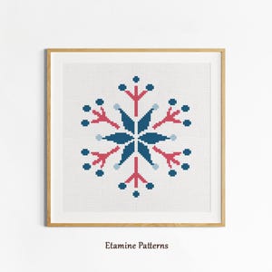 Snowflake Cross Stitch Pattern, Instant Download PDF Modern Winter Easy Hand Embroidery, Beginner Friendly, Holiday Home Wall Decor