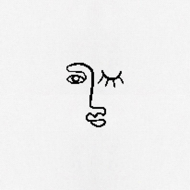 Picasso Inspired Line Art Face Cross Stitch Pdf Pattern, Easy Line Art Cross Stitch Patterns, Contemporary Xstitch, Simple Cross Stitch image 10