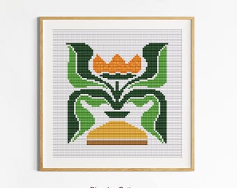 Art Nouveau Floral Cross Stitch Pattern PDF