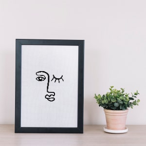 Picasso Inspired Line Art Face Cross Stitch Pdf Pattern, Easy Line Art Cross Stitch Patterns, Contemporary Xstitch, Simple Cross Stitch image 9