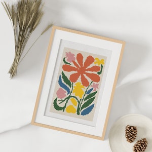 Modern Floral Art Cross Stitch Pdf Pattern, Hand Made Gift Cross Stitch, Contemporary Art Xstitch Patterns, Nature Cross Stitch Patterns image 6