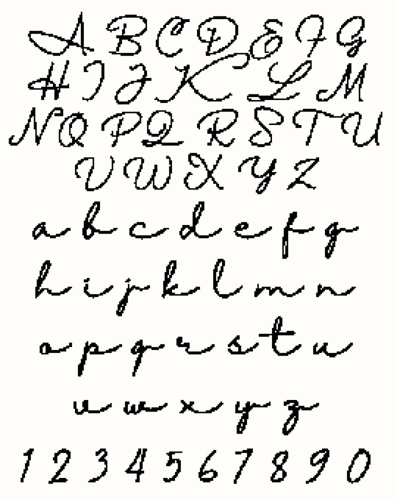 Alphabet Halimum motif point de croix, alphabet au point de croix, polices de caractères au point de croix, écriture manuscrite, grilles X image 3