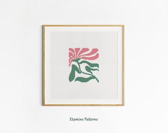 Simple Abstract Flower Cross Stitch Pdf Pattern, Abstract Embroidery Cross Stitch Patterns, Hand Made Gift Cross Stitch, Small Cross Stitch