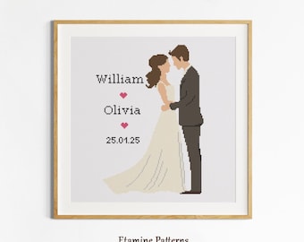 Personalized Wedding Couple Cross Stitch PDF Pattern
