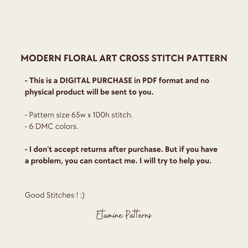 Modern Floral Art Cross Stitch Pdf Pattern, Hand Made Gift Cross Stitch, Contemporary Art Xstitch Patterns, Nature Cross Stitch Patterns