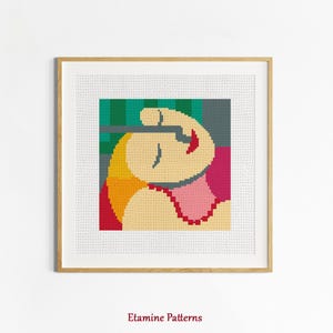 Picasso Inspired Cross Stitch PDF Pattern, Woman Face