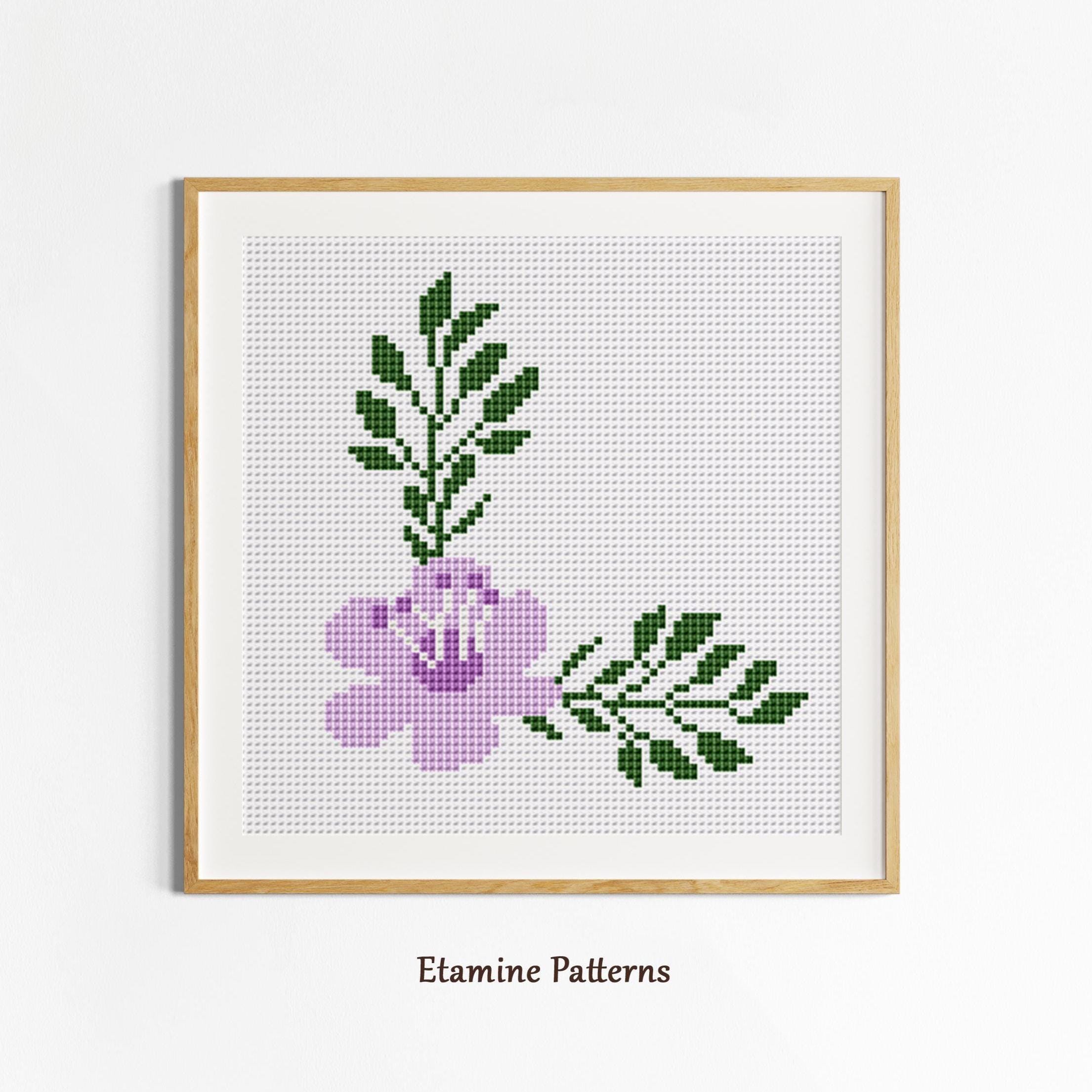 Purple Flower Corner Cross Stitch Pattern PDF - Etsy