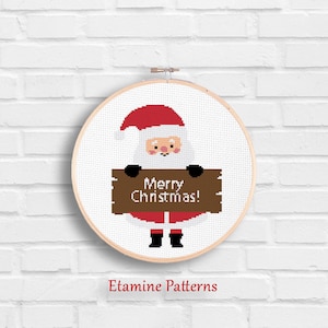 Merry Christmas Cross Stitch Pattern Pdf, Santa Claus Cross Stitch Pattern For Christmas, Xmas Cross Stitch Pattern Chart Gift For Christmas