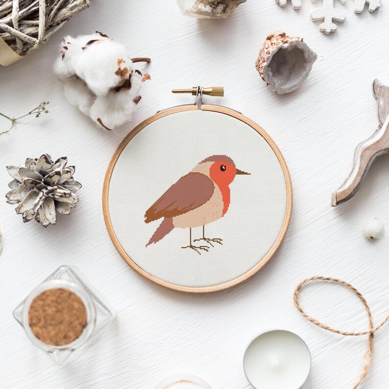 Robin Needlepoint Pattern Robin Cross Stitch Pattern, Instant Download PDF Easy Bird Hand ...