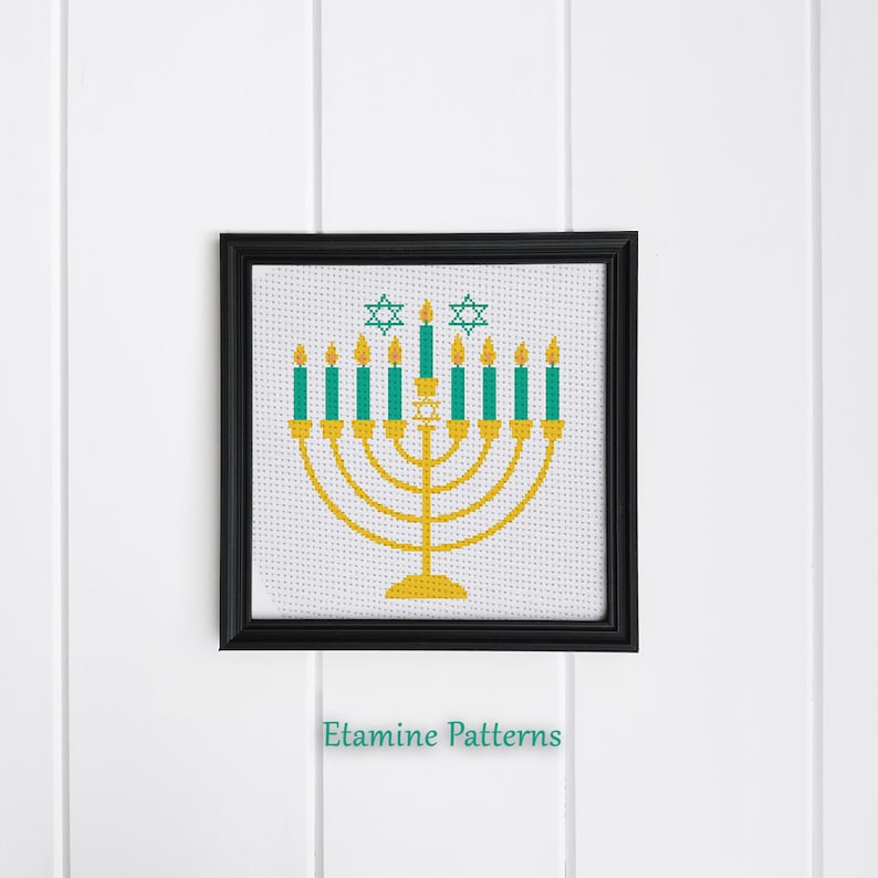 Hanukkah Cross Stitch Pattern Pdf, Menorah Cross Stitch Pattern, Cross